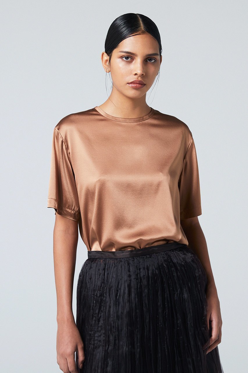 【オーヴィル/EAUVIRE】のウォッシャブルシルクTブラウス 人気、トレンドファッション・服の通販 founy(ファニー) 　ファッション　Fashion　レディースファッション　Fashion for Women　トップス・カットソー　Cut & Sew Tops　シャツ・ブラウス・オフィスカジュアル　Elegant Blouses & Button-Ups　ロングTシャツ・Tシャツ　Longline T-Shirts & Tees　カットソー・ベーシックTシャツ　Cut-and-Sewn Tops / Stretch Tees & Basics　ショート　Short, Short Length　シルク　Silk, 100% Silk　ストレッチ　Stretch, Stretchy Fabric　スリーブ　Sleeve, Long Sleeve / Short Sleeve　半袖　Short Sleeve, Half Sleeve　other-7|ID: prp329100004929351 ipo3291000000036993152