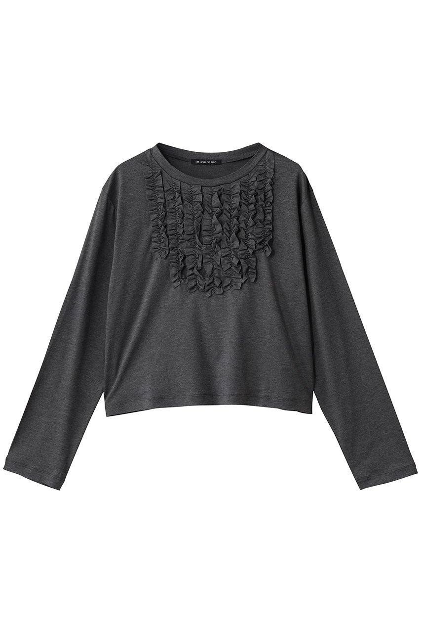 【ミズイロ インド/mizuiro ind】のフロントフリルプルオーバー インテリア・キッズ・メンズ・レディースファッション・服の通販 founy(ファニー) 　ファッション　Fashion　レディースファッション　Fashion for Women　トップス・カットソー　Cut & Sew Tops　シャツ・ブラウス・オフィスカジュアル　Elegant Blouses & Button-Ups　ロングTシャツ・Tシャツ　Longline T-Shirts & Tees　カジュアルプルオーバー・ニットトップス　Pullovers & Knit Tops / Casual Pullovers　カットソー・ベーシックTシャツ　Cut-and-Sewn Tops / Stretch Tees & Basics　おすすめ　Recommended / Our Picks　インナー　Innerwear　カットソー　Cut and Sewn Top　ジャケット　Jacket, Outerwear　ストレッチ　Stretch, Stretchy Fabric　スリーブ　Sleeve, Long Sleeve / Short Sleeve　フリル　Frill, Ruffle　フロント　Front, Front Design　ロング　Long, Long-Length　エレガント 上品　Elegant　c.gray|ID: prp329100004929395 ipo3291000000036993509