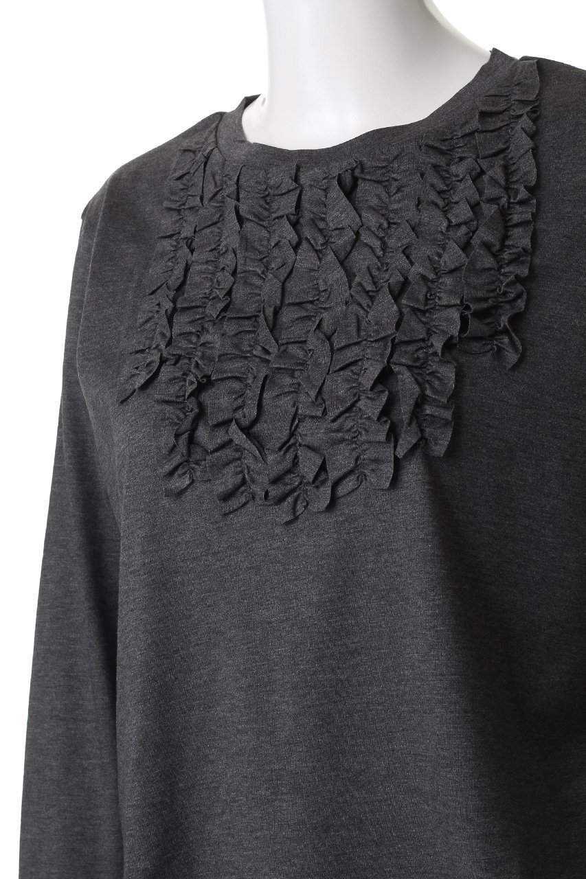 【ミズイロ インド/mizuiro ind】のフロントフリルプルオーバー 人気、トレンドファッション・服の通販 founy(ファニー) 　ファッション　Fashion　レディースファッション　Fashion for Women　トップス・カットソー　Cut & Sew Tops　シャツ・ブラウス・オフィスカジュアル　Elegant Blouses & Button-Ups　ロングTシャツ・Tシャツ　Longline T-Shirts & Tees　カジュアルプルオーバー・ニットトップス　Pullovers & Knit Tops / Casual Pullovers　カットソー・ベーシックTシャツ　Cut-and-Sewn Tops / Stretch Tees & Basics　おすすめ　Recommended / Our Picks　インナー　Innerwear　カットソー　Cut and Sewn Top　ジャケット　Jacket, Outerwear　ストレッチ　Stretch, Stretchy Fabric　スリーブ　Sleeve, Long Sleeve / Short Sleeve　フリル　Frill, Ruffle　フロント　Front, Front Design　ロング　Long, Long-Length　エレガント 上品　Elegant　other-5|ID: prp329100004929395 ipo3291000000036993520