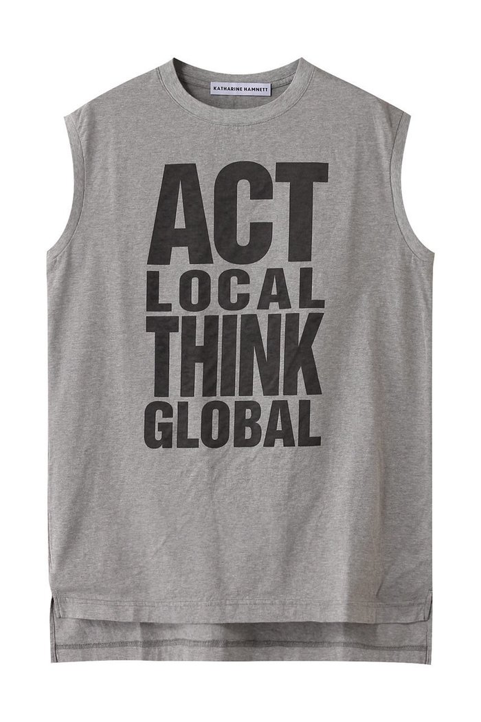 【サードマガジン/THIRD MAGAZINE】の【KATHARINE HAMNETT x THIRD MAGAZINE】限定ノースリーブTシャツ インテリア・キッズ・メンズ・レディースファッション・服の通販 founy(ファニー) https://founy.com/ ファッション Fashion レディースファッション Fashion for Women トップス・カットソー Cut & Sew Tops キャミソール&ノースリーブ Camisoles & Sleeveless Tops シャツ・ブラウス・オフィスカジュアル Elegant Blouses & Button-Ups ロングTシャツ・Tシャツ Longline T-Shirts & Tees カットソー・ベーシックTシャツ Cut-and-Sewn Tops / Stretch Tees & Basics コラボ Collaboration, Collab ショート Short, Short Length スリーブ Sleeve, Long Sleeve / Short Sleeve ノースリーブ Sleeveless, No-Sleeve バランス Balance, Style Balance ビンテージ Vintage, Retro Style プリント Print, Printed Pattern |ID: prp329100004929406 ipo3291000000036993597