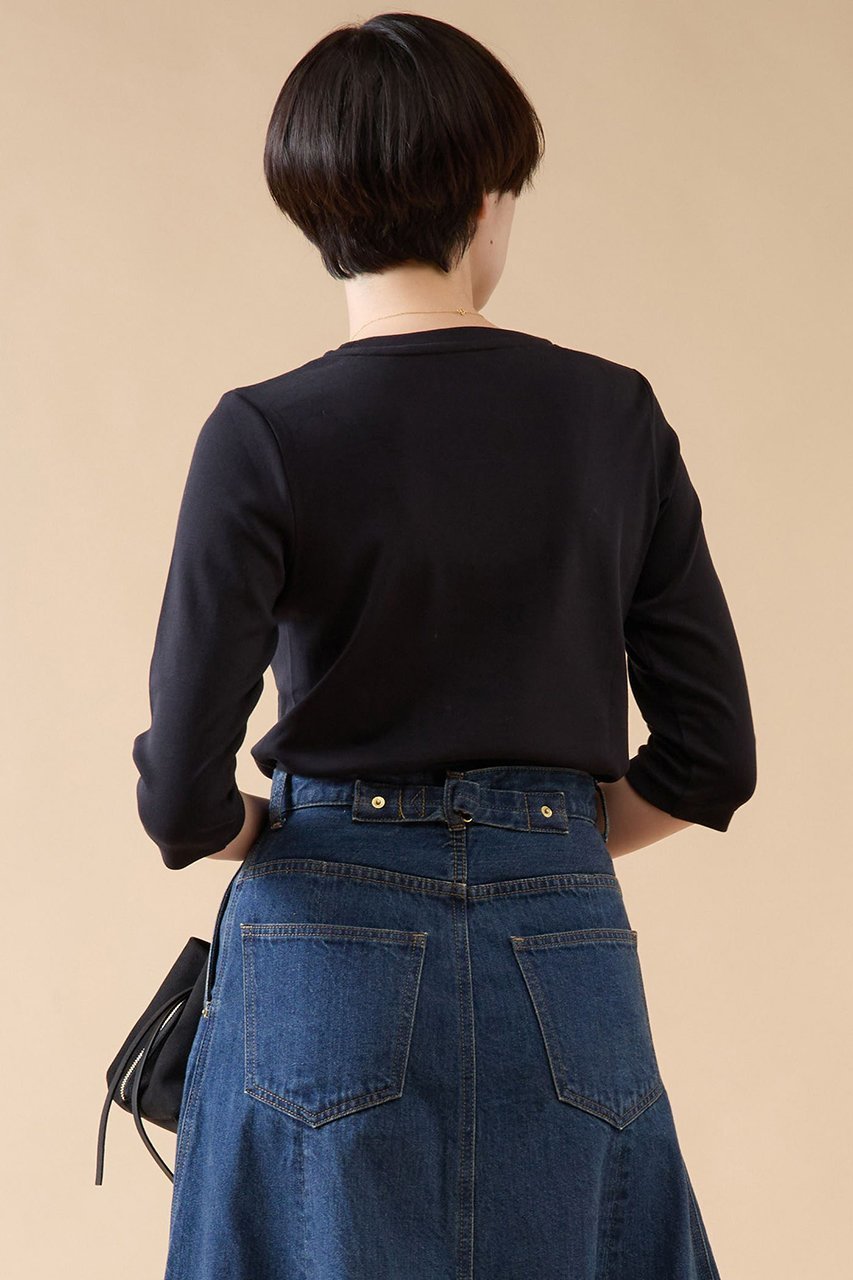 【マルティニーク/martinique】のコットンフライス五分袖プルオーバー 人気、トレンドファッション・服の通販 founy(ファニー) 　ファッション　Fashion　レディースファッション　Fashion for Women　トップス・カットソー　Cut & Sew Tops　シャツ・ブラウス・オフィスカジュアル　Elegant Blouses & Button-Ups　ロングTシャツ・Tシャツ　Longline T-Shirts & Tees　カジュアルプルオーバー・ニットトップス　Pullovers & Knit Tops / Casual Pullovers　カットソー・ベーシックTシャツ　Cut-and-Sewn Tops / Stretch Tees & Basics　おすすめ　Recommended / Our Picks　カットソー　Cut and Sewn Top　ショート　Short, Short Length　スリーブ　Sleeve, Long Sleeve / Short Sleeve　エレガント 上品　Elegant　別注　Limited Edition, Custom Order　定番　Standard, Basic Item　other-2|ID: prp329100004929465 ipo3291000000036994044