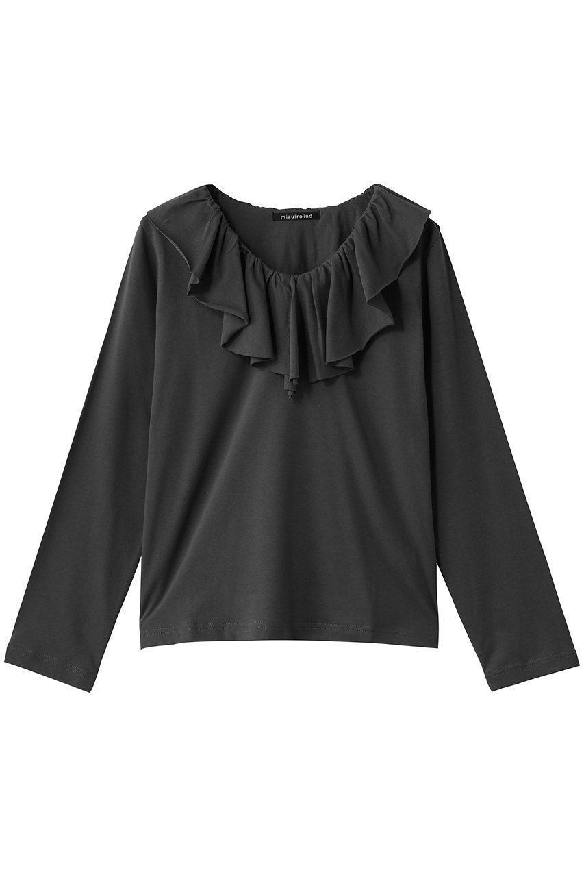 【ミズイロ インド/mizuiro ind】のフリルカラーロングスリーブプルオーバー インテリア・キッズ・メンズ・レディースファッション・服の通販 founy(ファニー) 　ファッション　Fashion　レディースファッション　Fashion for Women　トップス・カットソー　Cut & Sew Tops　シャツ・ブラウス・オフィスカジュアル　Elegant Blouses & Button-Ups　ロングTシャツ・Tシャツ　Longline T-Shirts & Tees　カジュアルプルオーバー・ニットトップス　Pullovers & Knit Tops / Casual Pullovers　カットソー・ベーシックTシャツ　Cut-and-Sewn Tops / Stretch Tees & Basics　カットソー　Cut and Sewn Top　ジャケット　Jacket, Outerwear　スリーブ　Sleeve, Long Sleeve / Short Sleeve　フリル　Frill, Ruffle　ロング　Long, Long-Length　c.gray|ID: prp329100004929526 ipo3291000000036994630