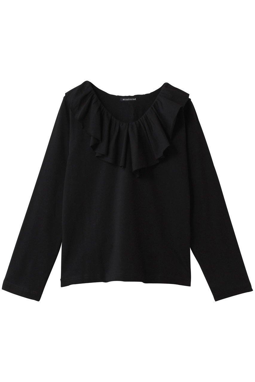 【ミズイロ インド/mizuiro ind】のフリルカラーロングスリーブプルオーバー インテリア・キッズ・メンズ・レディースファッション・服の通販 founy(ファニー) 　ファッション　Fashion　レディースファッション　Fashion for Women　トップス・カットソー　Cut & Sew Tops　シャツ・ブラウス・オフィスカジュアル　Elegant Blouses & Button-Ups　ロングTシャツ・Tシャツ　Longline T-Shirts & Tees　カジュアルプルオーバー・ニットトップス　Pullovers & Knit Tops / Casual Pullovers　カットソー・ベーシックTシャツ　Cut-and-Sewn Tops / Stretch Tees & Basics　カットソー　Cut and Sewn Top　ジャケット　Jacket, Outerwear　スリーブ　Sleeve, Long Sleeve / Short Sleeve　フリル　Frill, Ruffle　ロング　Long, Long-Length　black|ID: prp329100004929526 ipo3291000000036994631