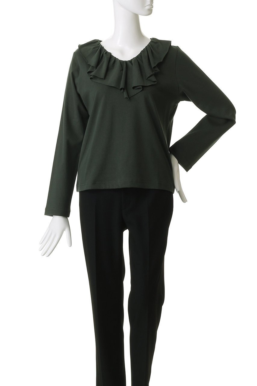 【ミズイロ インド/mizuiro ind】のフリルカラーロングスリーブプルオーバー 人気、トレンドファッション・服の通販 founy(ファニー) 　ファッション　Fashion　レディースファッション　Fashion for Women　トップス・カットソー　Cut & Sew Tops　シャツ・ブラウス・オフィスカジュアル　Elegant Blouses & Button-Ups　ロングTシャツ・Tシャツ　Longline T-Shirts & Tees　カジュアルプルオーバー・ニットトップス　Pullovers & Knit Tops / Casual Pullovers　カットソー・ベーシックTシャツ　Cut-and-Sewn Tops / Stretch Tees & Basics　カットソー　Cut and Sewn Top　ジャケット　Jacket, Outerwear　スリーブ　Sleeve, Long Sleeve / Short Sleeve　フリル　Frill, Ruffle　ロング　Long, Long-Length　other-2|ID: prp329100004929526 ipo3291000000036994634