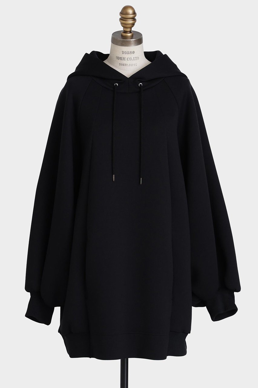 【ヒューエルミュージアム/hueLe Museum】の【STUMBLY】Air Double Knit Hoody インテリア・キッズ・メンズ・レディースファッション・服の通販 founy(ファニー) 　ファッション　Fashion　レディースファッション　Fashion for Women　トップス・カットソー　Cut & Sew Tops　ニット　Knit Tops & Sweaters　シャツ・ブラウス・オフィスカジュアル　Elegant Blouses & Button-Ups　レディースパーカー・カジュアルフーディー　Casual Hoodies & Sweatshirts　ロングTシャツ・Tシャツ　Longline T-Shirts & Tees　スウェット・クルーネックトップス　Sweatshirts & Crewnecks / Relaxed Fit Sweat Tops　カットソー・ベーシックTシャツ　Cut-and-Sewn Tops / Stretch Tees & Basics　カッティング　Cutting Detail　パターン　Pattern, Design Print　メタル　Metal, Metal Parts　エレガント 上品　Elegant　ブラック|ID: prp329100004929561 ipo3291000000036994886