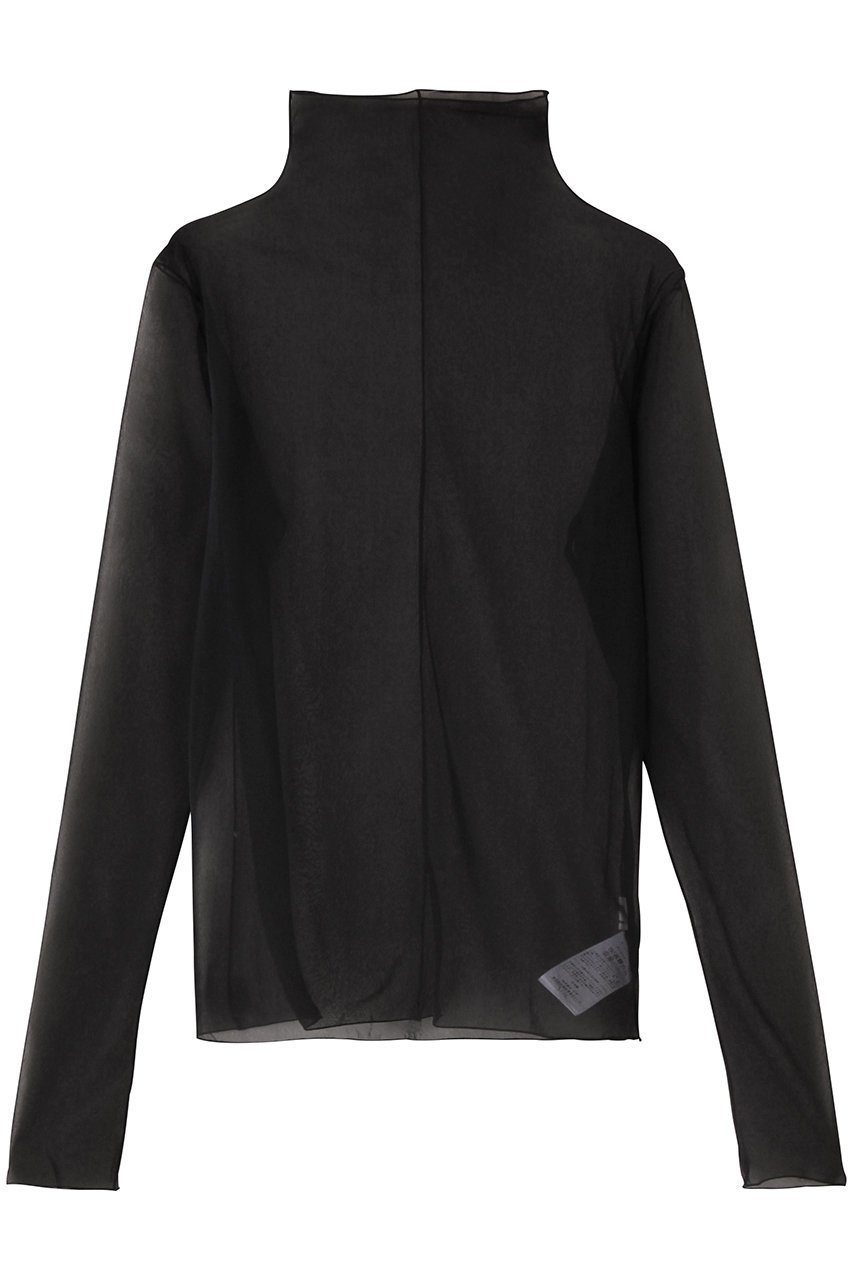 【プルミエ アロンディスモン/1er Arrondissement】のシアーハイネックカットソー インテリア・キッズ・メンズ・レディースファッション・服の通販 founy(ファニー) 　ファッション　Fashion　レディースファッション　Fashion for Women　トップス・カットソー　Cut & Sew Tops　シャツ・ブラウス・オフィスカジュアル　Elegant Blouses & Button-Ups　ロングTシャツ・Tシャツ　Longline T-Shirts & Tees　カットソー・ベーシックTシャツ　Cut-and-Sewn Tops / Stretch Tees & Basics　カットソー　Cut and Sewn Top　カーディガン　Cardigan, Knitwear　キャミソール　Camisole, Spaghetti Strap Top　シンプル　Simple, Minimal　スリーブ　Sleeve, Long Sleeve / Short Sleeve　トレンド　Trend, Trending Now　ハイネック　High Neck, Mock Neck　ロング　Long, Long-Length　エレガント 上品　Elegant　ブラック|ID: prp329100004929581 ipo3291000000036995087
