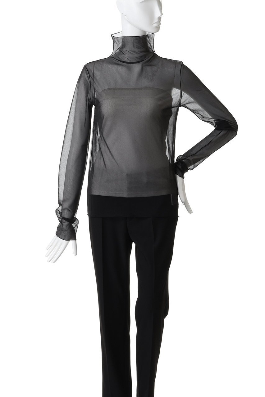 【プルミエ アロンディスモン/1er Arrondissement】のシアーハイネックカットソー 人気、トレンドファッション・服の通販 founy(ファニー) 　ファッション　Fashion　レディースファッション　Fashion for Women　トップス・カットソー　Cut & Sew Tops　シャツ・ブラウス・オフィスカジュアル　Elegant Blouses & Button-Ups　ロングTシャツ・Tシャツ　Longline T-Shirts & Tees　カットソー・ベーシックTシャツ　Cut-and-Sewn Tops / Stretch Tees & Basics　カットソー　Cut and Sewn Top　カーディガン　Cardigan, Knitwear　キャミソール　Camisole, Spaghetti Strap Top　シンプル　Simple, Minimal　スリーブ　Sleeve, Long Sleeve / Short Sleeve　トレンド　Trend, Trending Now　ハイネック　High Neck, Mock Neck　ロング　Long, Long-Length　エレガント 上品　Elegant　other-2|ID: prp329100004929581 ipo3291000000036995090