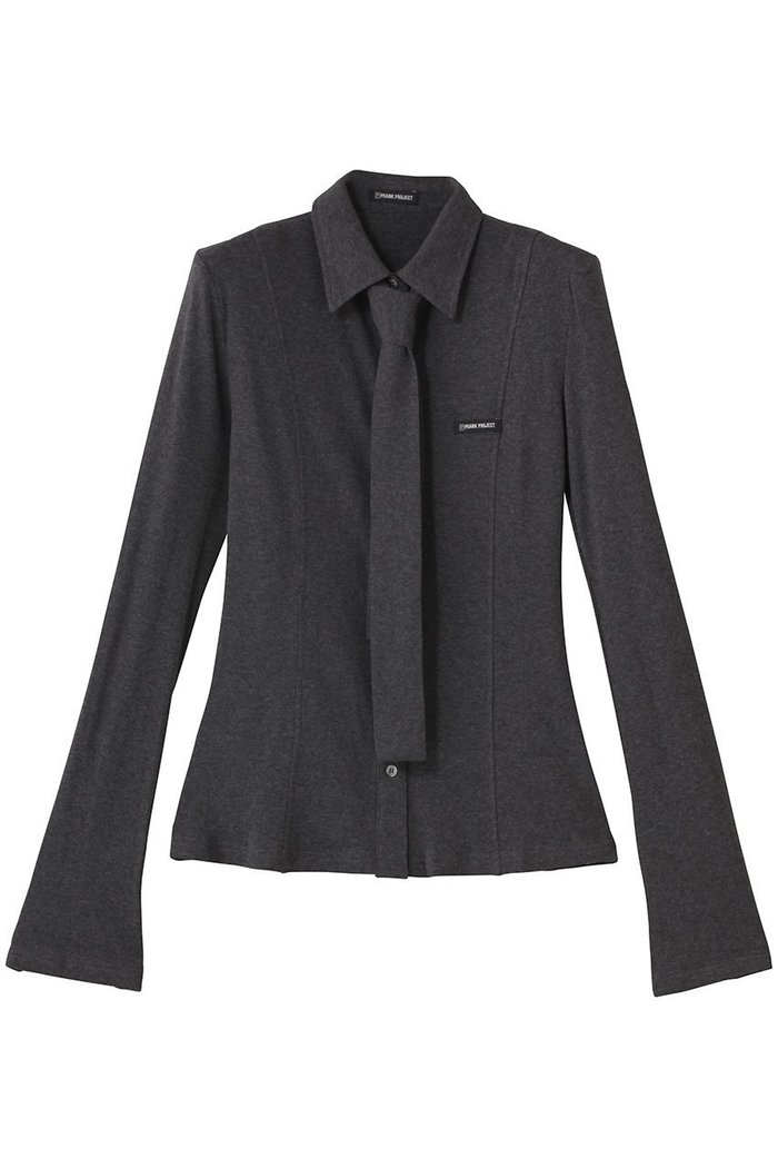 【プランク プロジェクト/PRANK PROJECT】のネクタイスリムシャツ / Necktie Slim Shirt インテリア・キッズ・メンズ・レディースファッション・服の通販 founy(ファウニー) https://founy.com/ ファッション Fashion レディースファッション Fashion for Women トップス・カットソー Cut & Sew Tops シャツ・ブラウス・オフィスカジュアル Elegant Blouses & Button-Ups ロングTシャツ・Tシャツ Longline T-Shirts & Tees カットソー・ベーシックTシャツ Cut-and-Sewn Tops / Stretch Tees & Basics なめらか Smooth, Silky Texture カットソー Cut and Sewn Top ストレッチ Stretch, Stretchy Fabric スリーブ Sleeve, Long Sleeve / Short Sleeve マニッシュ Mannish, Boyish ロング Long, Long-Length |ID: prp329100004929603 ipo3291000000036995281