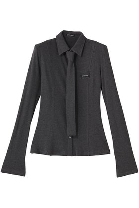 【プランク プロジェクト/PRANK PROJECT】のネクタイスリムシャツ / Necktie Slim Shirt 人気、トレンドファッション・服の通販 founy(ファニー) ファッション Fashion レディースファッション Fashion for Women トップス・カットソー Cut & Sew Tops シャツ・ブラウス・オフィスカジュアル Elegant Blouses & Button-Ups ロングTシャツ・Tシャツ Longline T-Shirts & Tees カットソー・ベーシックTシャツ Cut-and-Sewn Tops / Stretch Tees & Basics なめらか Smooth, Silky Texture カットソー Cut and Sewn Top ストレッチ Stretch, Stretchy Fabric スリーブ Sleeve, Long Sleeve / Short Sleeve マニッシュ Mannish, Boyish ロング Long, Long-Length |ID:prp329100004929603