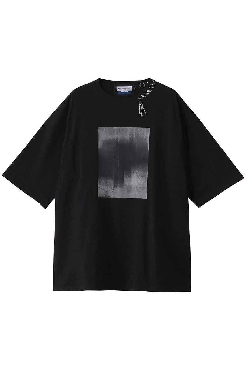 【メゾンスペシャル/MAISON SPECIAL】の【UNISEX】スクエアハンドプリントTシャツ インテリア・キッズ・メンズ・レディースファッション・服の通販 founy(ファニー) 　ファッション　Fashion　レディースファッション　Fashion for Women　トップス・カットソー　Cut & Sew Tops　シャツ・ブラウス・オフィスカジュアル　Elegant Blouses & Button-Ups　ロングTシャツ・Tシャツ　Longline T-Shirts & Tees　カットソー・ベーシックTシャツ　Cut-and-Sewn Tops / Stretch Tees & Basics　ユニセックス　Unisex, Genderless　ショート　Short, Short Length　スクエア　Square, Square Shape　ストリング　String, Drawstring　スリーブ　Sleeve, Long Sleeve / Short Sleeve　フロント　Front, Front Design　プリント　Print, Printed Pattern　ルーズ　Loose, Oversized　BLK(ブラック)|ID: prp329100004929604 ipo3291000000036995307