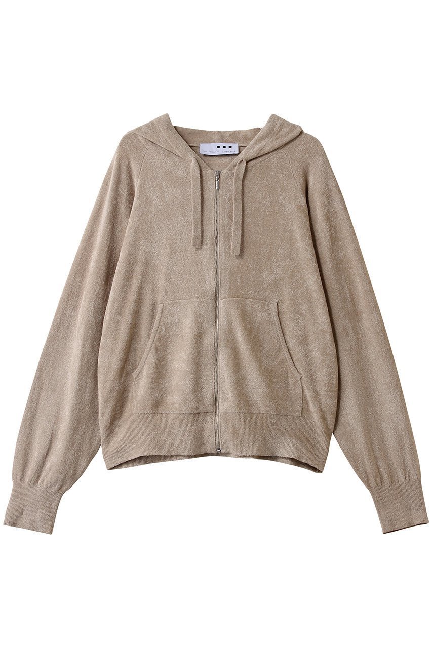 【スリー ドッツ/three dots】のベロアセーター ジップアップフーディ インテリア・キッズ・メンズ・レディースファッション・服の通販 founy(ファニー) 　ファッション　Fashion　レディースファッション　Fashion for Women　トップス・カットソー　Cut & Sew Tops　シャツ・ブラウス・オフィスカジュアル　Elegant Blouses & Button-Ups　レディースパーカー・カジュアルフーディー　Casual Hoodies & Sweatshirts　ロングTシャツ・Tシャツ　Longline T-Shirts & Tees　スウェット・クルーネックトップス　Sweatshirts & Crewnecks / Relaxed Fit Sweat Tops　カットソー・ベーシックTシャツ　Cut-and-Sewn Tops / Stretch Tees & Basics　ベロアトップス　Velour Tops / Velvet-Look Items　おすすめ　Recommended / Our Picks　シンプル　Simple, Minimal　セットアップ　Set-Up, Coordinated Outfit　セーター　Sweater, Knitwear　ベロア　Velour, Soft Velvet　ベージュ|ID: prp329100004929612 ipo3291000000036995423