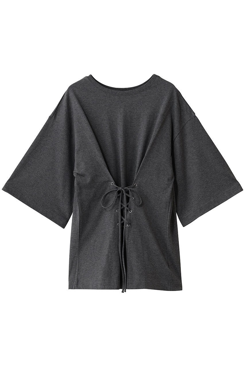 【アンクレイヴ/uncrave】のプレーンジャージー 2WAYレースアップトップス インテリア・キッズ・メンズ・レディースファッション・服の通販 founy(ファニー) 　ファッション　Fashion　レディースファッション　Fashion for Women　トップス・カットソー　Cut & Sew Tops　シャツ・ブラウス・オフィスカジュアル　Elegant Blouses & Button-Ups　ロングTシャツ・Tシャツ　Longline T-Shirts & Tees　カットソー・ベーシックTシャツ　Cut-and-Sewn Tops / Stretch Tees & Basics　ギャザー　Gathered, Ruffled　ショート　Short, Short Length　スリーブ　Sleeve, Long Sleeve / Short Sleeve　ドレープ　Drape, Draping Fabric　フィット　Fit, Slim Fit　ベーシック　Basic, Essential　レース　Lace, Lace Fabric　チャコール|ID: prp329100004929639 ipo3291000000036995746