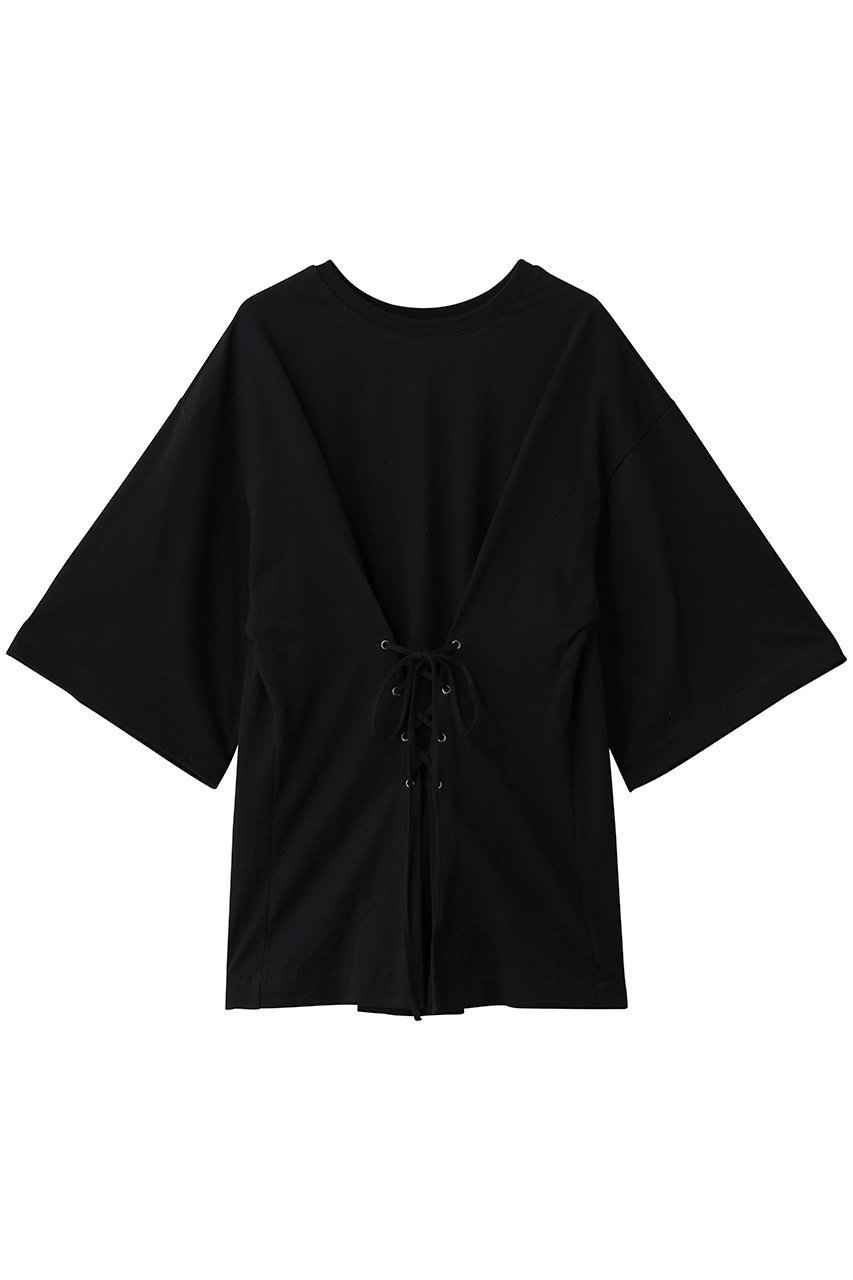 【アンクレイヴ/uncrave】のプレーンジャージー 2WAYレースアップトップス インテリア・キッズ・メンズ・レディースファッション・服の通販 founy(ファニー) 　ファッション　Fashion　レディースファッション　Fashion for Women　トップス・カットソー　Cut & Sew Tops　シャツ・ブラウス・オフィスカジュアル　Elegant Blouses & Button-Ups　ロングTシャツ・Tシャツ　Longline T-Shirts & Tees　カットソー・ベーシックTシャツ　Cut-and-Sewn Tops / Stretch Tees & Basics　ギャザー　Gathered, Ruffled　ショート　Short, Short Length　スリーブ　Sleeve, Long Sleeve / Short Sleeve　ドレープ　Drape, Draping Fabric　フィット　Fit, Slim Fit　ベーシック　Basic, Essential　レース　Lace, Lace Fabric　ブラック|ID: prp329100004929639 ipo3291000000036995748