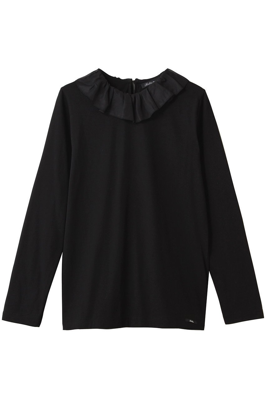 【ビリティス ディセッタン/Bilitis dix-sept ans】のボイルカラーロングTシャツ インテリア・キッズ・メンズ・レディースファッション・服の通販 founy(ファニー) 　ファッション　Fashion　レディースファッション　Fashion for Women　トップス・カットソー　Cut & Sew Tops　シャツ・ブラウス・オフィスカジュアル　Elegant Blouses & Button-Ups　ロングTシャツ・Tシャツ　Longline T-Shirts & Tees　カットソー・ベーシックTシャツ　Cut-and-Sewn Tops / Stretch Tees & Basics　おすすめ　Recommended / Our Picks　カットソー　Cut and Sewn Top　カーディガン　Cardigan, Knitwear　スリーブ　Sleeve, Long Sleeve / Short Sleeve　フェミニン　Feminine, Girly　フリル　Frill, Ruffle　ロング　Long, Long-Length　ブラック|ID: prp329100004929705 ipo3291000000036996395
