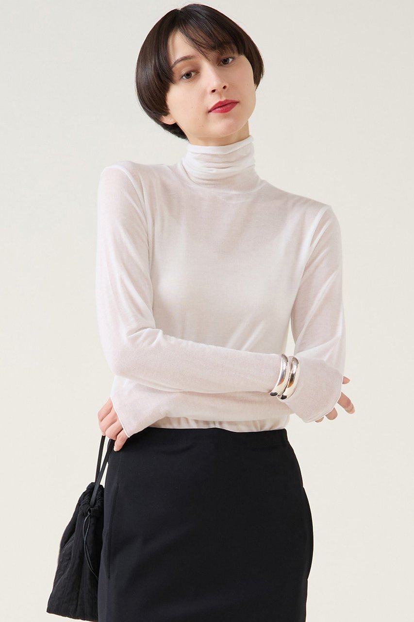 【マルティニーク/martinique】のカシミアシルクシアーインナー インテリア・キッズ・メンズ・レディースファッション・服の通販 founy(ファニー) 　ファッション　Fashion　レディースファッション　Fashion for Women　トップス・カットソー　Cut & Sew Tops　シャツ・ブラウス・オフィスカジュアル　Elegant Blouses & Button-Ups　ロングTシャツ・Tシャツ　Longline T-Shirts & Tees　カットソー・ベーシックTシャツ　Cut-and-Sewn Tops / Stretch Tees & Basics　おすすめ　Recommended / Our Picks　インナー　Innerwear　シルク　Silk, 100% Silk　スリーブ　Sleeve, Long Sleeve / Short Sleeve　ロング　Long, Long-Length　ホワイト|ID: prp329100004929805 ipo3291000000036997540