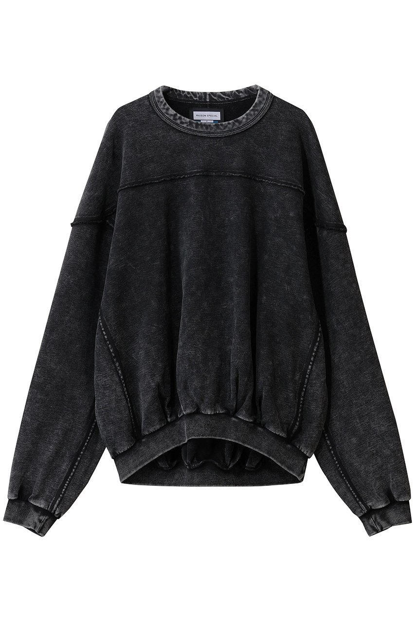 【メゾンスペシャル/MAISON SPECIAL】の【UNISEX】ブラウジングスウェットPO インテリア・キッズ・メンズ・レディースファッション・服の通販 founy(ファニー) 　ファッション　Fashion　レディースファッション　Fashion for Women　トップス・カットソー　Cut & Sew Tops　シャツ・ブラウス・オフィスカジュアル　Elegant Blouses & Button-Ups　レディースパーカー・カジュアルフーディー　Casual Hoodies & Sweatshirts　ロングTシャツ・Tシャツ　Longline T-Shirts & Tees　スウェット・クルーネックトップス　Sweatshirts & Crewnecks / Relaxed Fit Sweat Tops　カットソー・ベーシックTシャツ　Cut-and-Sewn Tops / Stretch Tees & Basics　ユニセックス　Unisex, Genderless　シャーリング　Shirring, Ruched　スウェット / スエット　Sweatshirt, Sweatwear　スリーブ　Sleeve, Long Sleeve / Short Sleeve　ロング　Long, Long-Length　ヴィンテージ　Vintage Style　BLK(ブラック)|ID: prp329100004929823 ipo3291000000036997735