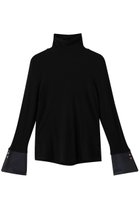 【ランバン オン ブルー/LANVIN en Bleu】のカシミヤシルクカフスコンビカットソー ブラック|ID: prp329100004929849 ipo3291000000036998038
