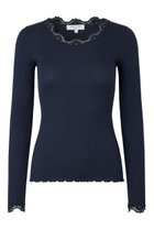【ロサムンド/ROSEMUNDE】のレース付き クルーネックプルオーバー シルクコットン ネイビー|ID: prp329100004929853 ipo3291000000036998100