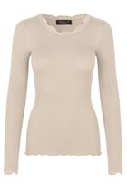 【ロサムンド/ROSEMUNDE】のレース付き クルーネックプルオーバー シルクコットン カカオ|ID: prp329100004929853 ipo3291000000037395690