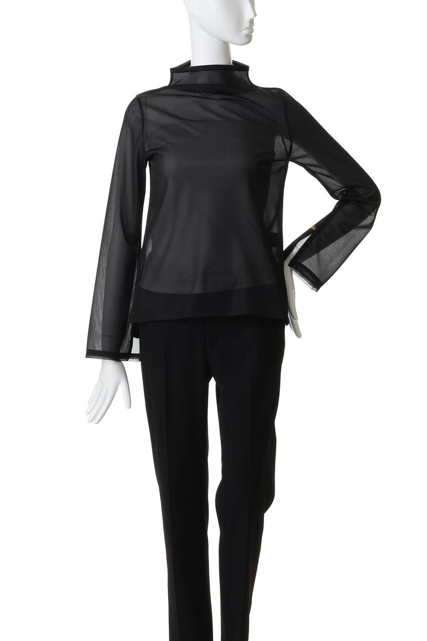 【ランバン オン ブルー/LANVIN en Bleu】のシアートリコットフレアスリーブカットソー 人気、トレンドファッション・服の通販 founy(ファニー) 　ファッション　Fashion　レディースファッション　Fashion for Women　トップス・カットソー　Cut & Sew Tops　シャツ・ブラウス・オフィスカジュアル　Elegant Blouses & Button-Ups　ロングTシャツ・Tシャツ　Longline T-Shirts & Tees　カットソー・ベーシックTシャツ　Cut-and-Sewn Tops / Stretch Tees & Basics　カットソー　Cut and Sewn Top　カーディガン　Cardigan, Knitwear　キャミソール　Camisole, Spaghetti Strap Top　スリーブ　Sleeve, Long Sleeve / Short Sleeve　トレンド　Trend, Trending Now　ハイネック　High Neck, Mock Neck　フェミニン　Feminine, Girly　フレア　Flare, Flared　ロング　Long, Long-Length　エレガント 上品　Elegant　other-2|ID: prp329100004929865 ipo3291000000036998236