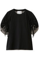 【スリーワン フィリップリム/3.1 Phillip Lim】のショートスリーブ ルーシュドスリーブ Tシャツ with コンボパネル 大人の最旬トレンドファッション＆コーディネート founy(ファウニー) ファッション Fashion レディースファッション Fashion for Women トップス・カットソー Cut & Sew Tops シャツ・ブラウス・オフィスカジュアル Elegant Blouses & Button-Ups ロングTシャツ・Tシャツ Longline T-Shirts & Tees カットソー・ベーシックTシャツ Cut-and-Sewn Tops / Stretch Tees & Basics ギャザー Gathered, Ruffled ショート Short, Short Length ストライプ Stripe, Striped Pattern スリーブ Sleeve, Long Sleeve / Short Sleeve フロント Front, Front Design モダン Modern, Contemporary リラックス Relax, Relaxed Fit 再入荷 Restock / Back in Stock |ID:prp329100004929919