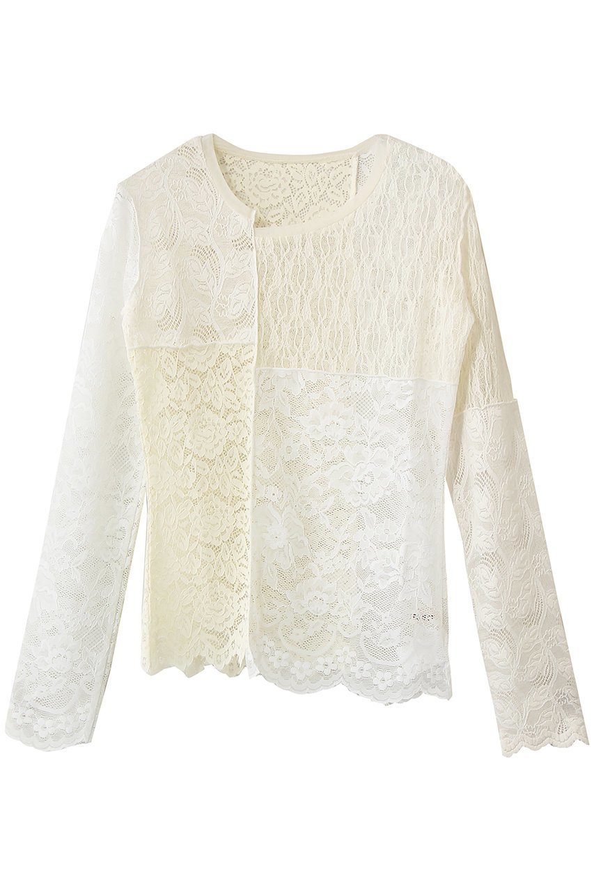 【プランク プロジェクト/PRANK PROJECT】のコラージュレーストップ インテリア・キッズ・メンズ・レディースファッション・服の通販 founy(ファニー) 　ファッション　Fashion　レディースファッション　Fashion for Women　トップス・カットソー　Cut & Sew Tops　シャツ・ブラウス・オフィスカジュアル　Elegant Blouses & Button-Ups　ロングTシャツ・Tシャツ　Longline T-Shirts & Tees　カットソー・ベーシックTシャツ　Cut-and-Sewn Tops / Stretch Tees & Basics　アシンメトリー　Asymmetrical Style　インナー　Innerwear　スカラップ　Scallop, Scalloped Edge　ストレッチ　Stretch, Stretchy Fabric　スリーブ　Sleeve, Long Sleeve / Short Sleeve　ミックス　Mix, Mixed Style　レース　Lace, Lace Fabric　ロング　Long, Long-Length　WHT(ホワイト)|ID: prp329100004929939 ipo3291000000036999037