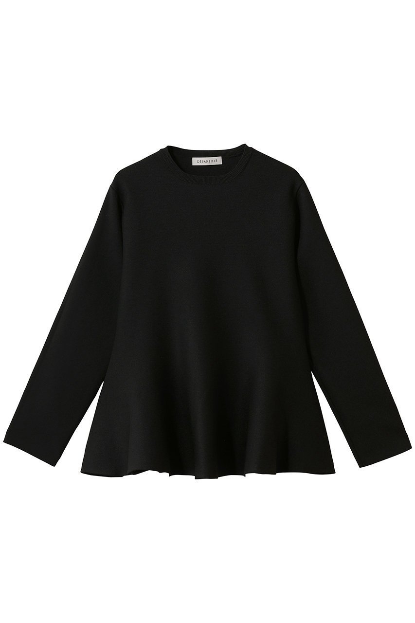 【デパリエ/DEPAREILLE】のポリジャージーフレアトップス インテリア・キッズ・メンズ・レディースファッション・服の通販 founy(ファニー) 　ファッション　Fashion　レディースファッション　Fashion for Women　トップス・カットソー　Cut & Sew Tops　シャツ・ブラウス・オフィスカジュアル　Elegant Blouses & Button-Ups　ロングTシャツ・Tシャツ　Longline T-Shirts & Tees　カットソー・ベーシックTシャツ　Cut-and-Sewn Tops / Stretch Tees & Basics　シンプル　Simple, Minimal　スリーブ　Sleeve, Long Sleeve / Short Sleeve　フレア　Flare, Flared　ロング　Long, Long-Length　再入荷　Restock / Back in Stock　ブラック|ID: prp329100004929941 ipo3291000000036999059