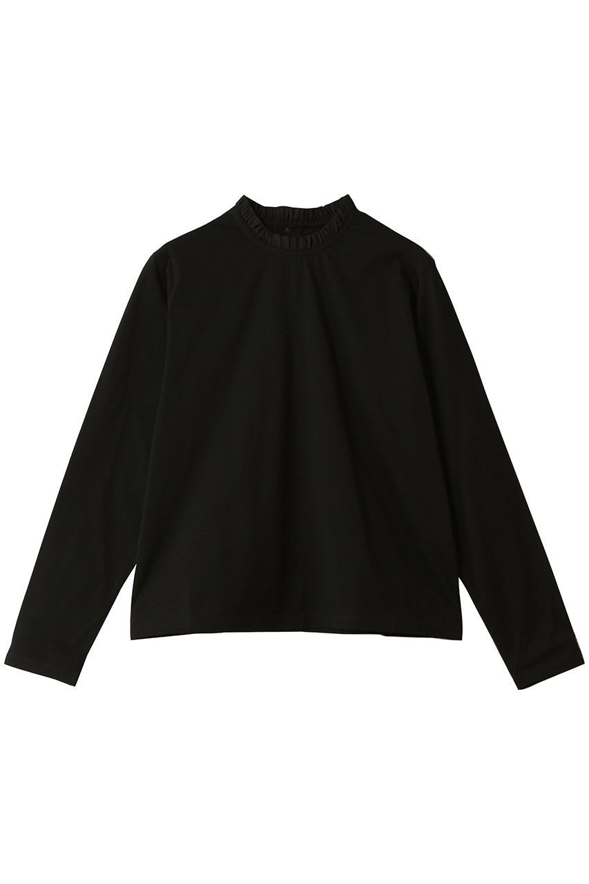 【ミディウミ/MidiUmi】のfrill neck P/O プルオーバー インテリア・キッズ・メンズ・レディースファッション・服の通販 founy(ファニー) 　ファッション　Fashion　レディースファッション　Fashion for Women　トップス・カットソー　Cut & Sew Tops　シャツ・ブラウス・オフィスカジュアル　Elegant Blouses & Button-Ups　ロングTシャツ・Tシャツ　Longline T-Shirts & Tees　カジュアルプルオーバー・ニットトップス　Pullovers & Knit Tops / Casual Pullovers　カットソー・ベーシックTシャツ　Cut-and-Sewn Tops / Stretch Tees & Basics　インナー　Innerwear　シンプル　Simple, Minimal　ジャケット　Jacket, Outerwear　スウェット / スエット　Sweatshirt, Sweatwear　スリーブ　Sleeve, Long Sleeve / Short Sleeve　フリル　Frill, Ruffle　ロング　Long, Long-Length　black|ID: prp329100004929947 ipo3291000000036999148