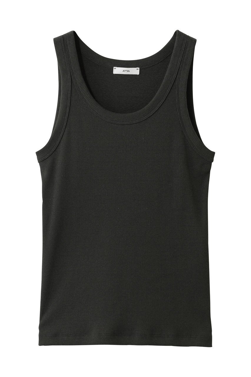 【エイトン/ATON】のRECYCLE SUVIN リブ タンクトップ インテリア・キッズ・メンズ・レディースファッション・服の通販 founy(ファニー) 　ファッション　Fashion　レディースファッション　Fashion for Women　トップス・カットソー　Cut & Sew Tops　キャミソール&ノースリーブ　Camisoles & Sleeveless Tops　シャツ・ブラウス・オフィスカジュアル　Elegant Blouses & Button-Ups　ロングTシャツ・Tシャツ　Longline T-Shirts & Tees　カットソー・ベーシックTシャツ　Cut-and-Sewn Tops / Stretch Tees & Basics　インナー　Innerwear　キャミソール　Camisole, Spaghetti Strap Top　タンク　Tank Top, Sleeveless Top　チャコールグレー|ID: prp329100004929955 ipo3291000000036999248