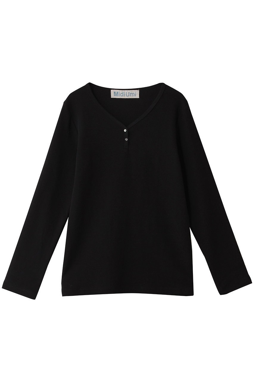 【ミディウミ/MidiUmi】のhenry neck PO プルオーバー インテリア・キッズ・メンズ・レディースファッション・服の通販 founy(ファニー) 　ファッション　Fashion　レディースファッション　Fashion for Women　トップス・カットソー　Cut & Sew Tops　シャツ・ブラウス・オフィスカジュアル　Elegant Blouses & Button-Ups　ロングTシャツ・Tシャツ　Longline T-Shirts & Tees　カジュアルプルオーバー・ニットトップス　Pullovers & Knit Tops / Casual Pullovers　カットソー・ベーシックTシャツ　Cut-and-Sewn Tops / Stretch Tees & Basics　エレガント 上品　Elegant　シンプル　Simple, Minimal　スリーブ　Sleeve, Long Sleeve / Short Sleeve　デニム　Denim, Jeans Material　バランス　Balance, Style Balance　ロング　Long, Long-Length　black|ID: prp329100004929962 ipo3291000000036999341