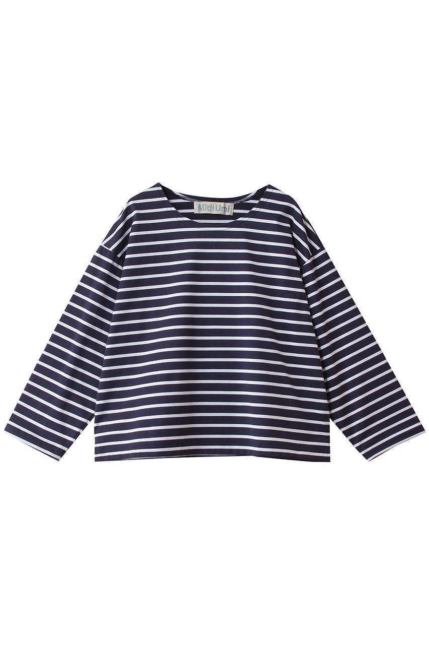 【ミディウミ/MidiUmi】のBD wide PO プルオーバー インテリア・キッズ・メンズ・レディースファッション・服の通販 founy(ファニー) 　ファッション　Fashion　レディースファッション　Fashion for Women　トップス・カットソー　Cut & Sew Tops　シャツ・ブラウス・オフィスカジュアル　Elegant Blouses & Button-Ups　ロングTシャツ・Tシャツ　Longline T-Shirts & Tees　カジュアルプルオーバー・ニットトップス　Pullovers & Knit Tops / Casual Pullovers　カットソー・ベーシックTシャツ　Cut-and-Sewn Tops / Stretch Tees & Basics　スリーブ　Sleeve, Long Sleeve / Short Sleeve　ボーダー　Border, Stripe　リラックス　Relax, Relaxed Fit　ロング　Long, Long-Length　ワイド　Wide, Wide Fit　navy|ID: prp329100004929964 ipo3291000000036999357