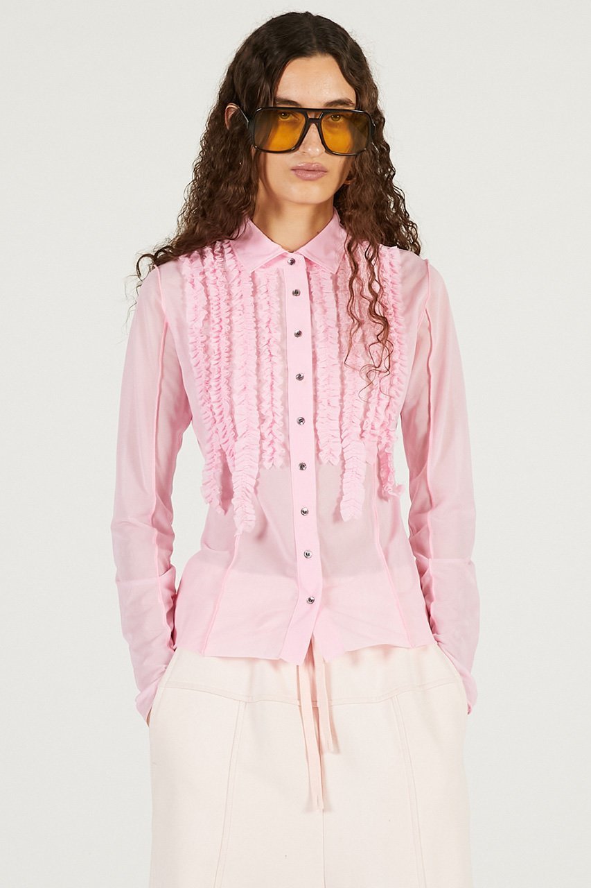 【プランク プロジェクト/PRANK PROJECT】のフリルジャージーシャツ 人気、トレンドファッション・服の通販 founy(ファニー) 　ファッション　Fashion　レディースファッション　Fashion for Women　トップス・カットソー　Cut & Sew Tops　シャツ・ブラウス・オフィスカジュアル　Elegant Blouses & Button-Ups　ロングTシャツ・Tシャツ　Longline T-Shirts & Tees　カットソー・ベーシックTシャツ　Cut-and-Sewn Tops / Stretch Tees & Basics　おすすめ　Recommended / Our Picks　コンパクト　Compact, Small Size　ストレッチ　Stretch, Stretchy Fabric　スリーブ　Sleeve, Long Sleeve / Short Sleeve　チュール　Tulip, Tulip Motif　デニム　Denim, Jeans Material　バランス　Balance, Style Balance　フィット　Fit, Slim Fit　フリル　Frill, Ruffle　ボトム　Bottoms, Lower Wear　ロング　Long, Long-Length　other-8|ID: prp329100004929970 ipo3291000000036999446