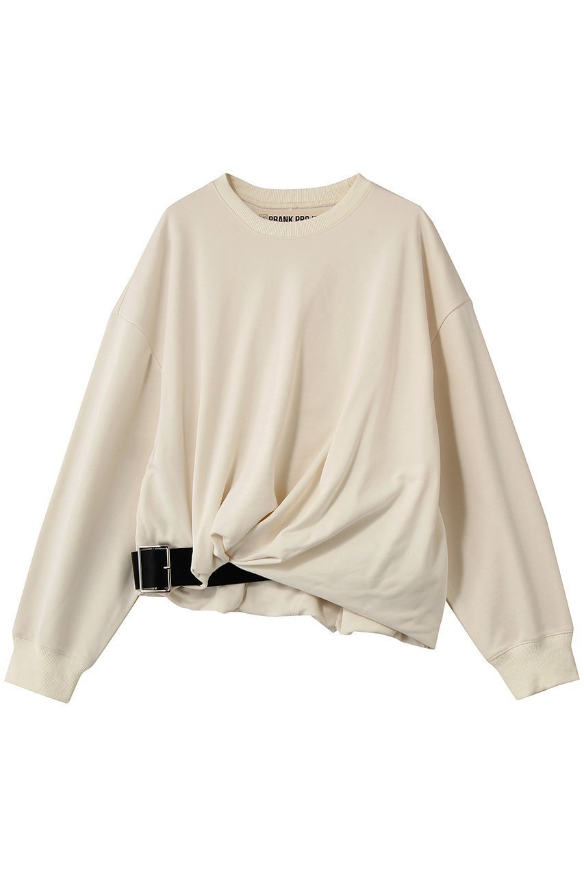【プランク プロジェクト/PRANK PROJECT】のツイストベルテッドスウェット インテリア・キッズ・メンズ・レディースファッション・服の通販 founy(ファニー) 　ファッション　Fashion　レディースファッション　Fashion for Women　トップス・カットソー　Cut & Sew Tops　シャツ・ブラウス・オフィスカジュアル　Elegant Blouses & Button-Ups　レディースパーカー・カジュアルフーディー　Casual Hoodies & Sweatshirts　ロングTシャツ・Tシャツ　Longline T-Shirts & Tees　スウェット・クルーネックトップス　Sweatshirts & Crewnecks / Relaxed Fit Sweat Tops　カットソー・ベーシックTシャツ　Cut-and-Sewn Tops / Stretch Tees & Basics　スウェット / スエット　Sweatshirt, Sweatwear　ツイスト　Tweed, Tweed Fabric　ヘムライン　Hemline, Bottom Cut　エレガント 上品　Elegant　再入荷　Restock / Back in Stock　IVR(アイボリー)|ID: prp329100004929972 ipo3291000000036999452