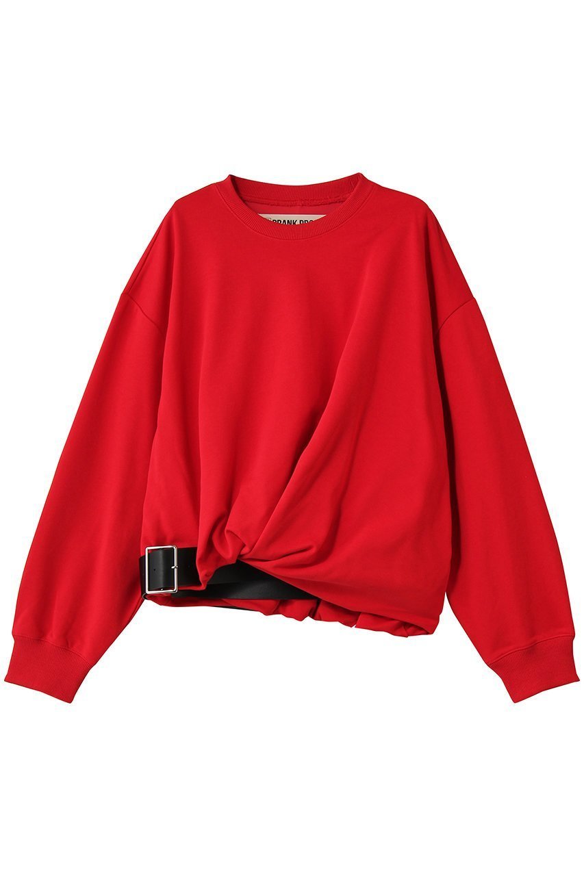 【プランク プロジェクト/PRANK PROJECT】のツイストベルテッドスウェット インテリア・キッズ・メンズ・レディースファッション・服の通販 founy(ファニー) 　ファッション　Fashion　レディースファッション　Fashion for Women　トップス・カットソー　Cut & Sew Tops　シャツ・ブラウス・オフィスカジュアル　Elegant Blouses & Button-Ups　レディースパーカー・カジュアルフーディー　Casual Hoodies & Sweatshirts　ロングTシャツ・Tシャツ　Longline T-Shirts & Tees　スウェット・クルーネックトップス　Sweatshirts & Crewnecks / Relaxed Fit Sweat Tops　カットソー・ベーシックTシャツ　Cut-and-Sewn Tops / Stretch Tees & Basics　スウェット / スエット　Sweatshirt, Sweatwear　ツイスト　Tweed, Tweed Fabric　ヘムライン　Hemline, Bottom Cut　エレガント 上品　Elegant　再入荷　Restock / Back in Stock　RED(レッド)|ID: prp329100004929972 ipo3291000000036999454