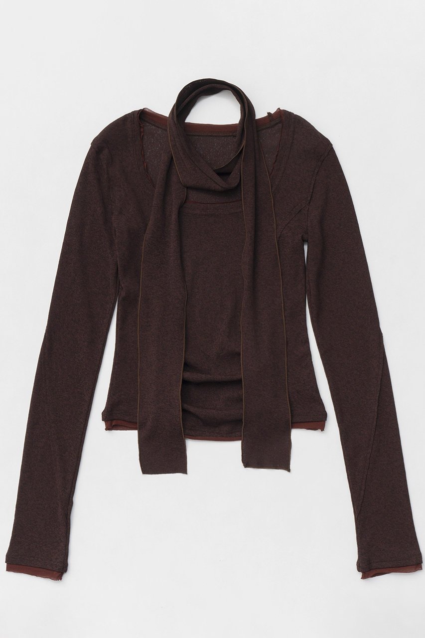 【メゾンスペシャル/MAISON SPECIAL】のShirring Square Tops/シャーリングスクエアトップス インテリア・キッズ・メンズ・レディースファッション・服の通販 founy(ファニー) 　ファッション　Fashion　レディースファッション　Fashion for Women　トップス・カットソー　Cut & Sew Tops　シャツ・ブラウス・オフィスカジュアル　Elegant Blouses & Button-Ups　ロングTシャツ・Tシャツ　Longline T-Shirts & Tees　カットソー・ベーシックTシャツ　Cut-and-Sewn Tops / Stretch Tees & Basics　インナー　Innerwear　コンパクト　Compact, Small Size　シャーリング　Shirring, Ruched　シンプル　Simple, Minimal　スカーフ　Scarf, Neckwear　スリーブ　Sleeve, Long Sleeve / Short Sleeve　ロング　Long, Long-Length　夏　Summer　BRN(ブラウン)|ID: prp329100004929980 ipo3291000000036999555