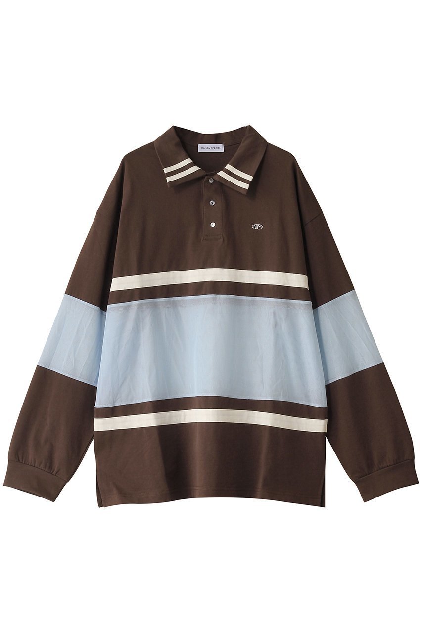 【メゾンスペシャル/MAISON SPECIAL】のMesh Fabric Combination Rugby Shirt/メッシュコンビラガーシャツ 人気、トレンドファッション・服の通販 founy(ファニー) 　ファッション　Fashion　レディースファッション　Fashion for Women　トップス・カットソー　Cut & Sew Tops　シャツ・ブラウス・オフィスカジュアル　Elegant Blouses & Button-Ups　ロングTシャツ・Tシャツ　Longline T-Shirts & Tees　カットソー・ベーシックTシャツ　Cut-and-Sewn Tops / Stretch Tees & Basics　インナー　Innerwear　カットソー　Cut and Sewn Top　コンビ　Combo, Combination Style　ジャケット　Jacket, Outerwear　スポーツ　Sports, Activewear　スリーブ　Sleeve, Long Sleeve / Short Sleeve　ビッグ　Big, Oversized　ミックス　Mix, Mixed Style　メッシュ　Mesh, Net Fabric　ロング　Long, Long-Length　おすすめ　Recommended / Our Picks　 other-1|ID: prp329100004929985 ipo3291000000036999593