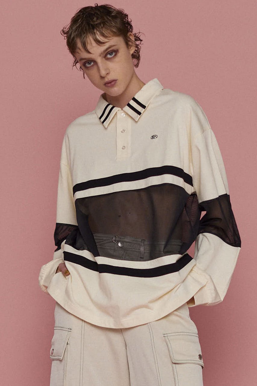 【メゾンスペシャル/MAISON SPECIAL】のMesh Fabric Combination Rugby Shirt/メッシュコンビラガーシャツ 人気、トレンドファッション・服の通販 founy(ファニー) 　ファッション　Fashion　レディースファッション　Fashion for Women　トップス・カットソー　Cut & Sew Tops　シャツ・ブラウス・オフィスカジュアル　Elegant Blouses & Button-Ups　ロングTシャツ・Tシャツ　Longline T-Shirts & Tees　カットソー・ベーシックTシャツ　Cut-and-Sewn Tops / Stretch Tees & Basics　インナー　Innerwear　カットソー　Cut and Sewn Top　コンビ　Combo, Combination Style　ジャケット　Jacket, Outerwear　スポーツ　Sports, Activewear　スリーブ　Sleeve, Long Sleeve / Short Sleeve　ビッグ　Big, Oversized　ミックス　Mix, Mixed Style　メッシュ　Mesh, Net Fabric　ロング　Long, Long-Length　おすすめ　Recommended / Our Picks　other-7|ID: prp329100004929985 ipo3291000000036999610