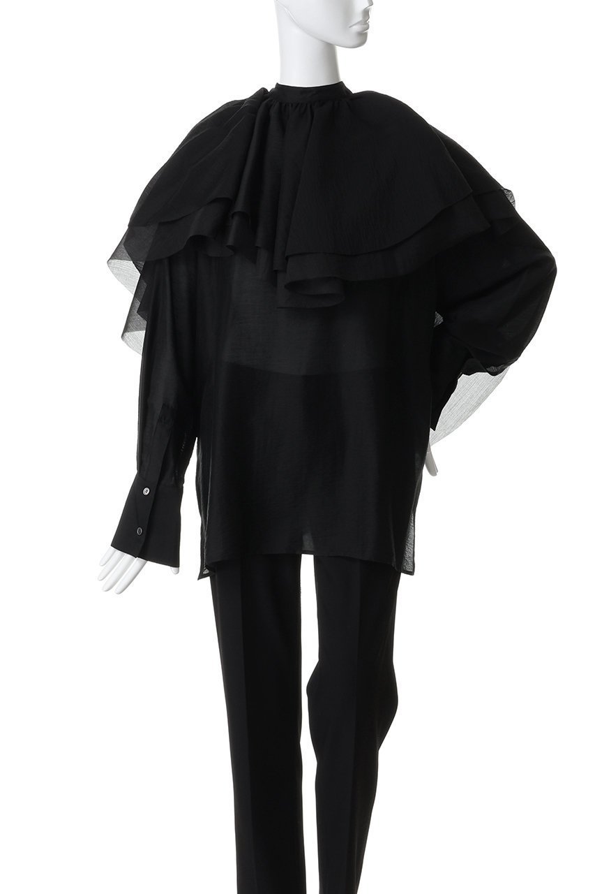 【プランク プロジェクト/PRANK PROJECT】のボリュームラッフル2WAYトップ 人気、トレンドファッション・服の通販 founy(ファニー) 　ファッション　Fashion　レディースファッション　Fashion for Women　トップス・カットソー　Cut & Sew Tops　シャツ・ブラウス・オフィスカジュアル　Elegant Blouses & Button-Ups　ロングTシャツ・Tシャツ　Longline T-Shirts & Tees　カットソー・ベーシックTシャツ　Cut-and-Sewn Tops / Stretch Tees & Basics　シアー　Sheer, See-Through　シルク　Silk, 100% Silk　ジャケット　Jacket, Outerwear　スリーブ　Sleeve, Long Sleeve / Short Sleeve　タイトスカート　Pencil Skirt, Tight Skirt　デニム　Denim, Jeans Material　バランス　Balance, Style Balance　フォルム　Silhouette, Form　フリル　Frill, Ruffle　ロング　Long, Long-Length　other-6|ID: prp329100004930002 ipo3291000000036999872