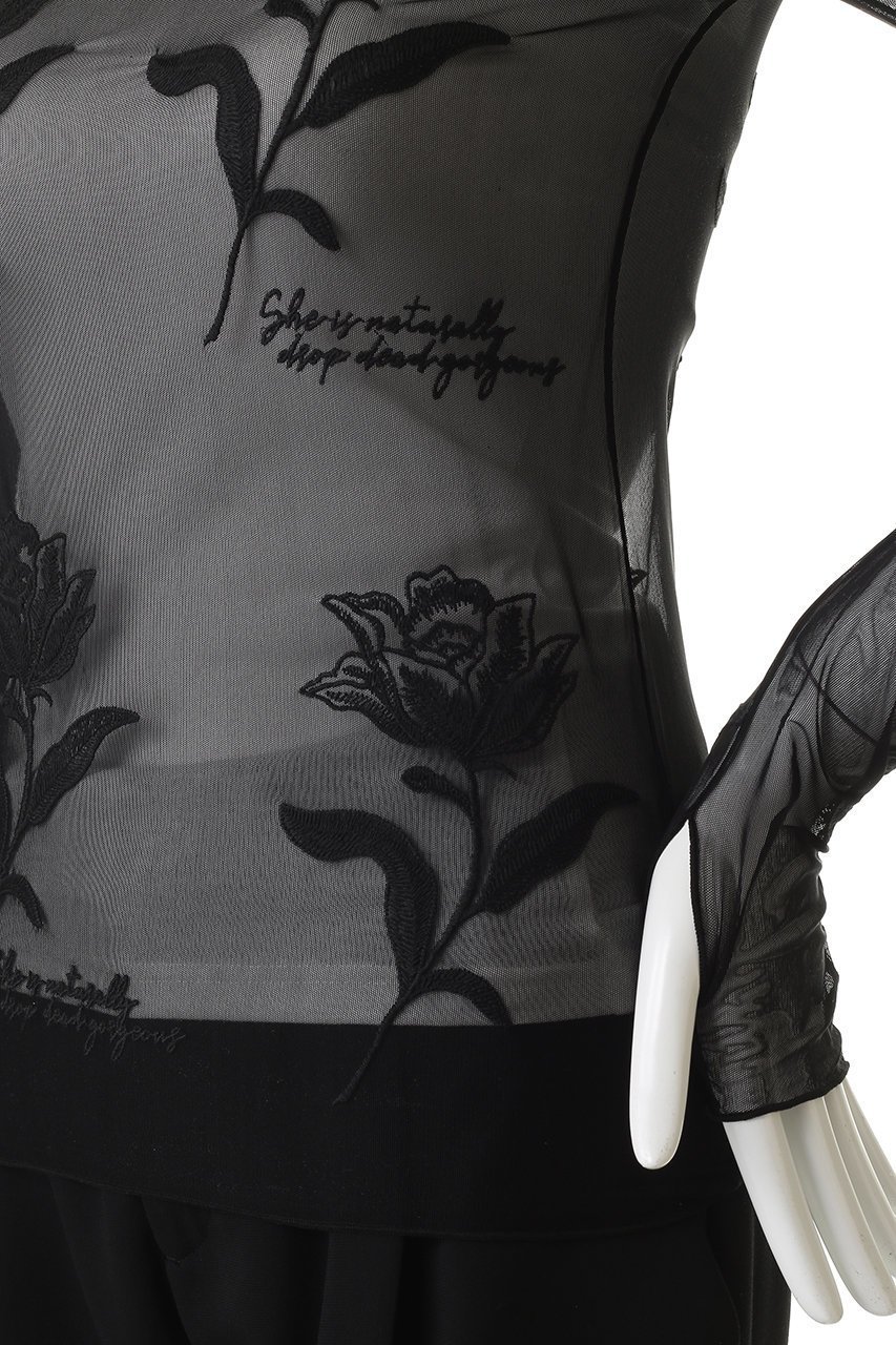 【プランク プロジェクト/PRANK PROJECT】のフラワーエンブロイダリートップス 人気、トレンドファッション・服の通販 founy(ファニー) 　ファッション　Fashion　レディースファッション　Fashion for Women　トップス・カットソー　Cut & Sew Tops　シャツ・ブラウス・オフィスカジュアル　Elegant Blouses & Button-Ups　ロングTシャツ・Tシャツ　Longline T-Shirts & Tees　カットソー・ベーシックTシャツ　Cut-and-Sewn Tops / Stretch Tees & Basics　おすすめ　Recommended / Our Picks　インナー　Innerwear　ジャケット　Jacket, Outerwear　スリーブ　Sleeve, Long Sleeve / Short Sleeve　チュール　Tulip, Tulip Motif　ロング　Long, Long-Length　手描き　Hand-Drawn, Illustrated　other-5|ID: prp329100004930005 ipo3291000000036999908