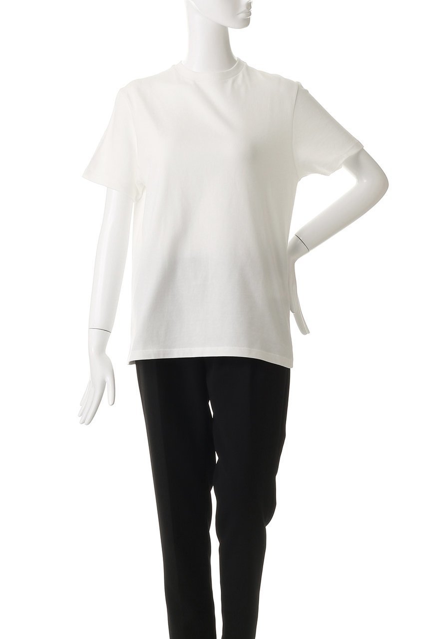 【ジル サンダー/JIL SANDER】の【JIL SANDER+】レザーパッチ付き クルーネック ショートスリーブTシャツ 人気、トレンドファッション・服の通販 founy(ファニー) 　ファッション　Fashion　レディースファッション　Fashion for Women　トップス・カットソー　Cut & Sew Tops　シャツ・ブラウス・オフィスカジュアル　Elegant Blouses & Button-Ups　ロングTシャツ・Tシャツ　Longline T-Shirts & Tees　カットソー・ベーシックTシャツ　Cut-and-Sewn Tops / Stretch Tees & Basics　ショート　Short, Short Length　シンプル　Simple, Minimal　スリーブ　Sleeve, Long Sleeve / Short Sleeve　バランス　Balance, Style Balance　パッチ　Patch, Appliqué　ベーシック　Basic, Essential　ボトム　Bottoms, Lower Wear　other-2|ID: prp329100004930008 ipo3291000000036999940