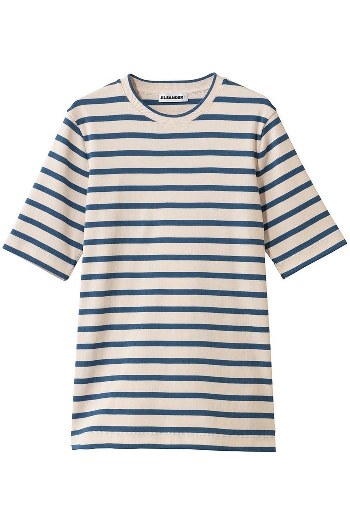 【ジル サンダー/JIL SANDER】の【JIL SANDER+】クルーネック ショートスリーブ ボーダーTシャツ インテリア・キッズ・メンズ・レディースファッション・服の通販 founy(ファウニー) https://founy.com/ ファッション Fashion レディースファッション Fashion for Women トップス・カットソー Cut & Sew Tops シャツ・ブラウス・オフィスカジュアル Elegant Blouses & Button-Ups ロングTシャツ・Tシャツ Longline T-Shirts & Tees カットソー・ベーシックTシャツ Cut-and-Sewn Tops / Stretch Tees & Basics ショート Short, Short Length ジャケット Jacket, Outerwear スリーブ Sleeve, Long Sleeve / Short Sleeve ボーダー Border, Stripe エレガント 上品 Elegant 再入荷 Restock / Back in Stock |ID: prp329100004930009 ipo3291000000036999949