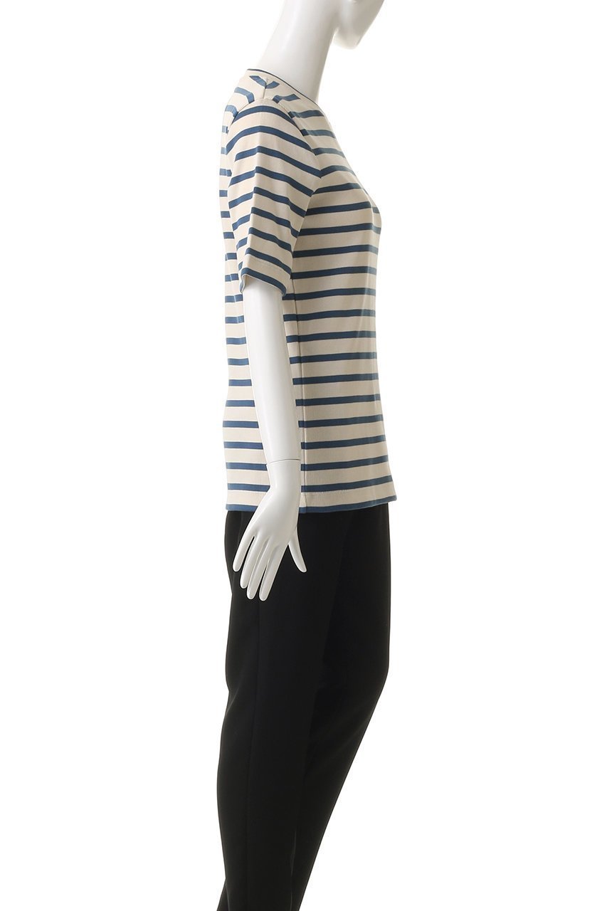 【ジル サンダー/JIL SANDER】の【JIL SANDER+】クルーネック ショートスリーブ ボーダーTシャツ 人気、トレンドファッション・服の通販 founy(ファニー) 　ファッション　Fashion　レディースファッション　Fashion for Women　トップス・カットソー　Cut & Sew Tops　シャツ・ブラウス・オフィスカジュアル　Elegant Blouses & Button-Ups　ロングTシャツ・Tシャツ　Longline T-Shirts & Tees　カットソー・ベーシックTシャツ　Cut-and-Sewn Tops / Stretch Tees & Basics　ショート　Short, Short Length　ジャケット　Jacket, Outerwear　スリーブ　Sleeve, Long Sleeve / Short Sleeve　ボーダー　Border, Stripe　エレガント 上品　Elegant　other-3|ID: prp329100004930009 ipo3291000000036999955