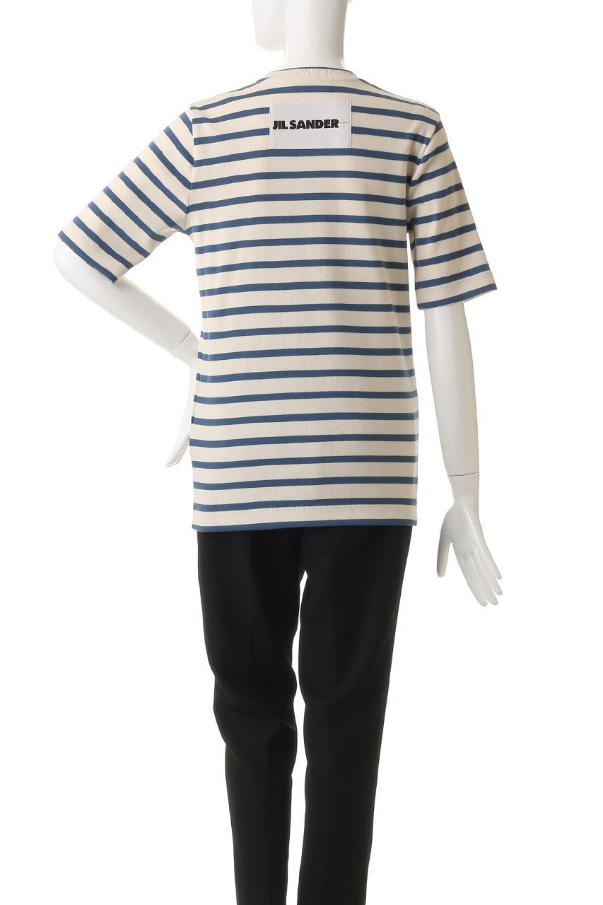【ジル サンダー/JIL SANDER】の【JIL SANDER+】クルーネック ショートスリーブ ボーダーTシャツ 人気、トレンドファッション・服の通販 founy(ファニー) 　ファッション　Fashion　レディースファッション　Fashion for Women　トップス・カットソー　Cut & Sew Tops　シャツ・ブラウス・オフィスカジュアル　Elegant Blouses & Button-Ups　ロングTシャツ・Tシャツ　Longline T-Shirts & Tees　カットソー・ベーシックTシャツ　Cut-and-Sewn Tops / Stretch Tees & Basics　ショート　Short, Short Length　ジャケット　Jacket, Outerwear　スリーブ　Sleeve, Long Sleeve / Short Sleeve　ボーダー　Border, Stripe　エレガント 上品　Elegant　other-4|ID: prp329100004930009 ipo3291000000036999956