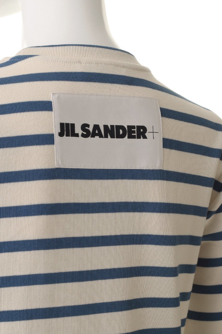 【ジル サンダー/JIL SANDER】の【JIL SANDER+】クルーネック ショートスリーブ ボーダーTシャツ 人気、トレンドファッション・服の通販 founy(ファニー) 　ファッション　Fashion　レディースファッション　Fashion for Women　トップス・カットソー　Cut & Sew Tops　シャツ・ブラウス・オフィスカジュアル　Elegant Blouses & Button-Ups　ロングTシャツ・Tシャツ　Longline T-Shirts & Tees　カットソー・ベーシックTシャツ　Cut-and-Sewn Tops / Stretch Tees & Basics　ショート　Short, Short Length　ジャケット　Jacket, Outerwear　スリーブ　Sleeve, Long Sleeve / Short Sleeve　ボーダー　Border, Stripe　エレガント 上品　Elegant　other-6|ID: prp329100004930009 ipo3291000000036999960