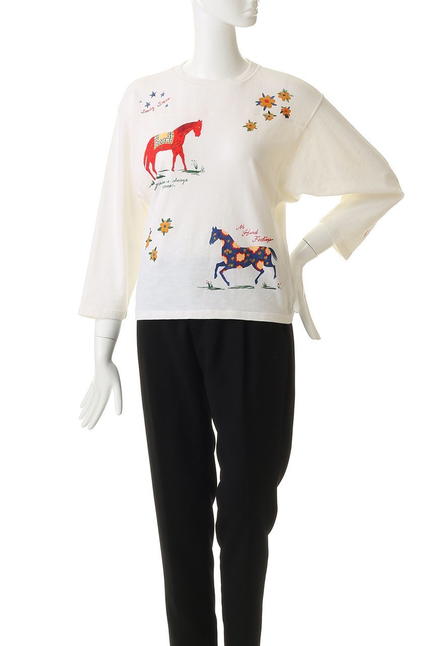 【マザー/MOTHER】のTHE PEASANT POET ホースプリント ロングTシャツ (WHE) 人気、トレンドファッション・服の通販 founy(ファニー) 　ファッション　Fashion　レディースファッション　Fashion for Women　トップス・カットソー　Cut & Sew Tops　シャツ・ブラウス・オフィスカジュアル　Elegant Blouses & Button-Ups　ロングTシャツ・Tシャツ　Longline T-Shirts & Tees　カットソー・ベーシックTシャツ　Cut-and-Sewn Tops / Stretch Tees & Basics　スリーブ　Sleeve, Long Sleeve / Short Sleeve　フォルム　Silhouette, Form　プリント　Print, Printed Pattern　ボトム　Bottoms, Lower Wear　モチーフ　Motif, Design Theme　ロング　Long, Long-Length　再入荷　Restock / Back in Stock　other-2|ID: prp329100004930029 ipo3291000000037000141