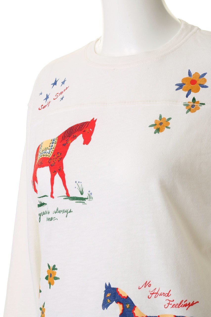 【マザー/MOTHER】のTHE PEASANT POET ホースプリント ロングTシャツ (WHE) 人気、トレンドファッション・服の通販 founy(ファニー) 　ファッション　Fashion　レディースファッション　Fashion for Women　トップス・カットソー　Cut & Sew Tops　シャツ・ブラウス・オフィスカジュアル　Elegant Blouses & Button-Ups　ロングTシャツ・Tシャツ　Longline T-Shirts & Tees　カットソー・ベーシックTシャツ　Cut-and-Sewn Tops / Stretch Tees & Basics　スリーブ　Sleeve, Long Sleeve / Short Sleeve　フォルム　Silhouette, Form　プリント　Print, Printed Pattern　ボトム　Bottoms, Lower Wear　モチーフ　Motif, Design Theme　ロング　Long, Long-Length　再入荷　Restock / Back in Stock　other-5|ID: prp329100004930029 ipo3291000000037000146