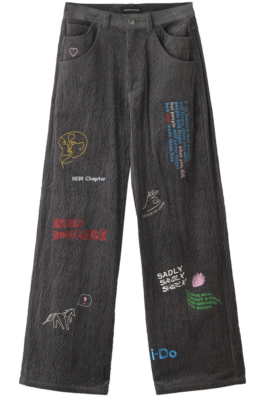 【メゾンスペシャル/MAISON SPECIAL】のCorduroy Early Romance Graphic Pants/コーデュロイアーリーロマンスグラフィックパンツ 人気、トレンドファッション・服の通販 founy(ファニー) 　ファッション　Fashion　レディースファッション　Fashion for Women　パンツ　Pants & Trousers　グラフィック　Graphic, Graphic Design　コーデュロイ　Corduroy, Cord Fabric　ストレート　Straight, Straight Cut　セットアップ　Set-Up, Coordinated Outfit　ワイド　Wide, Wide Fit　A/W・秋冬　Autumn/Winter　 other-1|ID: prp329100004930058 ipo3291000000037000563