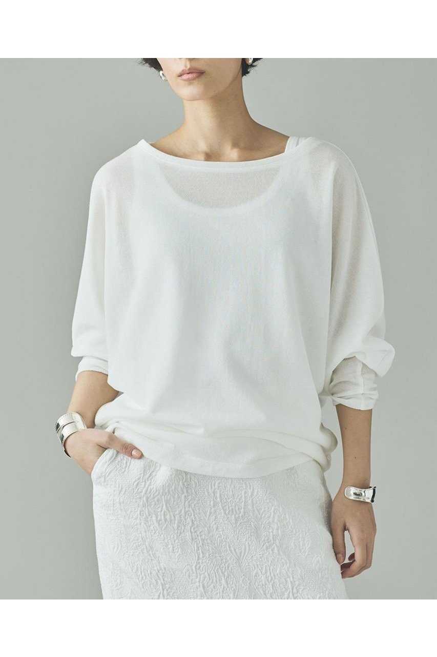 【カレンソロジー/Curensology】のシアードルマンプルオーバー 人気、トレンドファッション・服の通販 founy(ファニー) 　ファッション　Fashion　レディースファッション　Fashion for Women　トップス・カットソー　Cut & Sew Tops　シャツ・ブラウス・オフィスカジュアル　Elegant Blouses & Button-Ups　ロングTシャツ・Tシャツ　Longline T-Shirts & Tees　カジュアルプルオーバー・ニットトップス　Pullovers & Knit Tops / Casual Pullovers　カットソー・ベーシックTシャツ　Cut-and-Sewn Tops / Stretch Tees & Basics　アクセサリー　Fashion Accessories　シアー　Sheer, See-Through　スリット　Slit, Slit Detail　スリーブ　Sleeve, Long Sleeve / Short Sleeve　ロング　Long, Long-Length　夏　Summer　 other-1|ID: prp329100004930067 ipo3291000000037000640