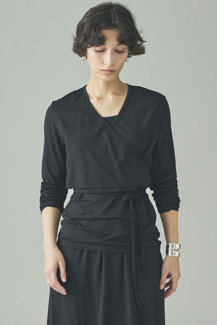 【カレンソロジー/Curensology】のベアテンジクカシュクールロングスリーブTシャツ インテリア・キッズ・メンズ・レディースファッション・服の通販 founy(ファニー) https://founy.com/ ファッション Fashion レディースファッション Fashion for Women トップス・カットソー Cut & Sew Tops シャツ・ブラウス・オフィスカジュアル Elegant Blouses & Button-Ups ロングTシャツ・Tシャツ Longline T-Shirts & Tees カットソー・ベーシックTシャツ Cut-and-Sewn Tops / Stretch Tees & Basics おすすめ Recommended / Our Picks なめらか Smooth, Silky Texture カシュクール Wrap Design スリーブ Sleeve, Long Sleeve / Short Sleeve ドレープ Drape, Draping Fabric フロント Front, Front Design ロング Long, Long-Length エレガント 上品 Elegant |ID: prp329100004930070 ipo3291000000037000659