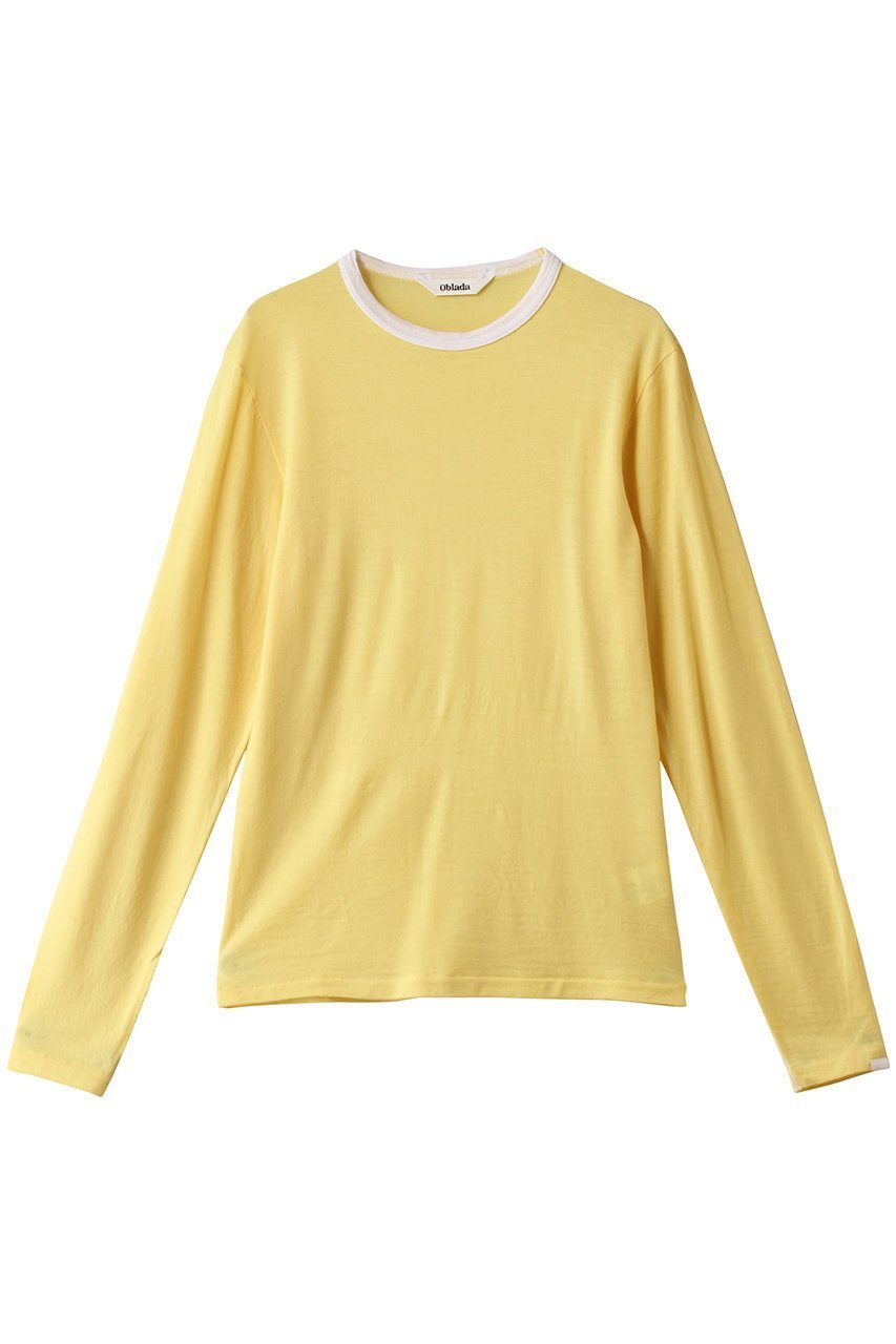 【オブラダ/Oblada】のウールロングTシャツ インテリア・キッズ・メンズ・レディースファッション・服の通販 founy(ファニー) 　ファッション　Fashion　レディースファッション　Fashion for Women　トップス・カットソー　Cut & Sew Tops　シャツ・ブラウス・オフィスカジュアル　Elegant Blouses & Button-Ups　ロングTシャツ・Tシャツ　Longline T-Shirts & Tees　カットソー・ベーシックTシャツ　Cut-and-Sewn Tops / Stretch Tees & Basics　なめらか　Smooth, Silky Texture　インナー　Innerwear　シンプル　Simple, Minimal　スリーブ　Sleeve, Long Sleeve / Short Sleeve　ロング　Long, Long-Length　定番　Standard, Basic Item　イエロー|ID: prp329100004930074 ipo3291000000037000729